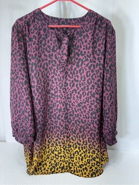 torrid Purple to Yellow Ombre Leopard Print Blouse 3542